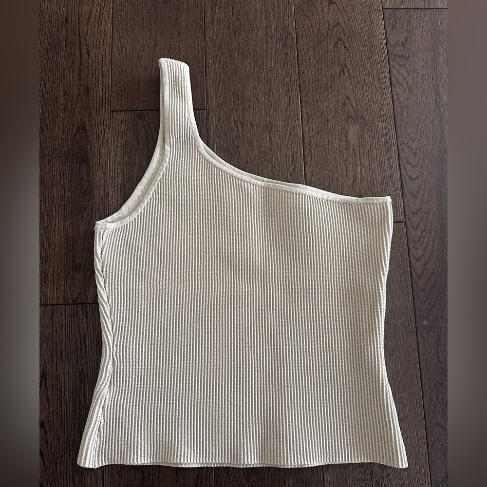 Babaton One-Shoulder Ribbed Tank Top in Cream
